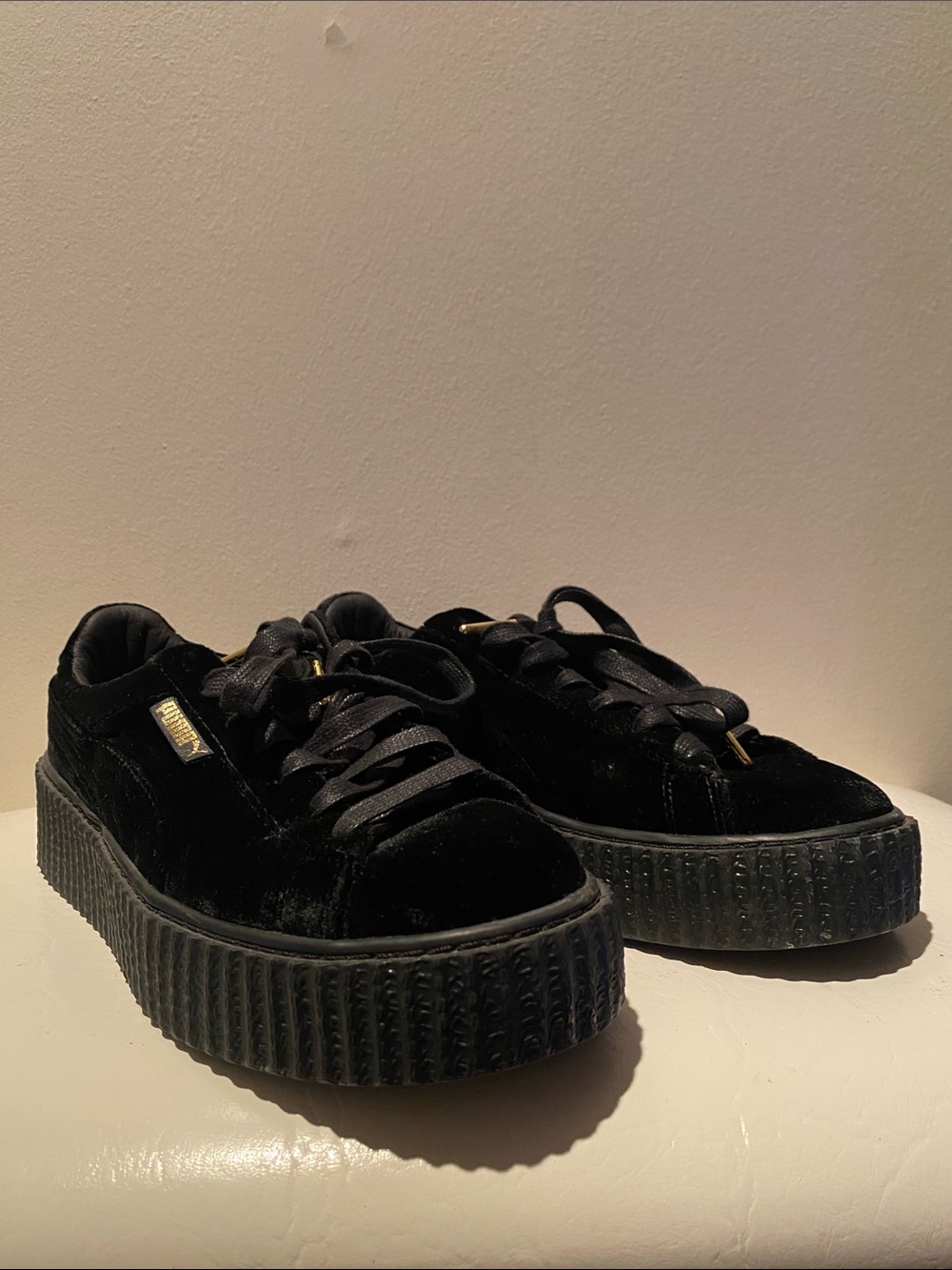 Puma Black Velvet Platform Sneakers